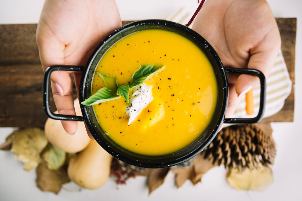 Caldo de batata com calabresa